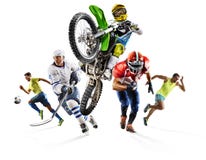 Huge multi sports collage soccer athletics football hockey motocross