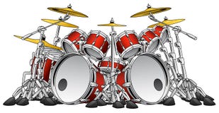 Huge 10 Piece Rock Drum Set Musical Instrument Illustration. Ten piece heavy metal rock band musical percussion drum kit instrument vector illustration stock illustration Huge 10 Piece Rock Drum Set Musical Instrument Illustration. Ten piece heavy metal rock band musical percussion drum kit instrument vector illustration stock illustration