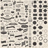 Huge set of vintage styled design hipster icons. Vector signs and symbols templates for your design.