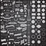 Huge set of vintage styled design hipster icons. Vector signs and symbols templates for your design.