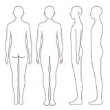 Human body outline, front, back and side, vector file set