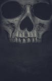 Human skull on dark background. Halloween grunge banner royalty free stock images Human skull on dark background. Halloween grunge banner royalty free stock images
