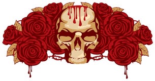 Human skull and rose vector illustration Human skull and rose vector illustration