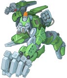 Humanoid kreskówki żołnierza Zielony robot Uderza pięścią ilustrację ilustracja wektor Humanoid kreskówki żołnierza Zielony robot Uderza pięścią ilustrację ilustracja wektor