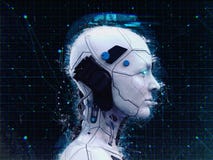 Humanoid robot girl Artificial intelligence Background - 3d renderlpaper-3D render stock illustration Humanoid robot girl Artificial intelligence Background - 3d renderlpaper-3D render stock illustration
