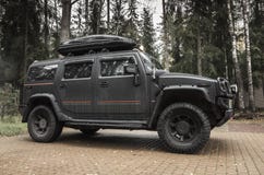 Hummer negro H2, foto del primer fotografía de archivo Hummer negro H2, foto del primer fotografía de archivo