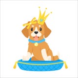 Hundtecken i guld- krona stock illustrationer Hundtecken i guld- krona stock illustrationer
