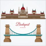 Hungarian Parliament Building and the Chain Bridge. The symbol of Budapest, Hungary. Stock Photography Hungarian Parliament Building and the Chain Bridge. The symbol of Budapest, Hungary. Stock Photography