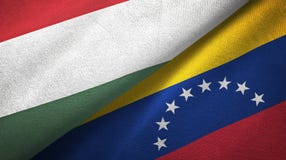 Hungary and Venezuela two flags textile cloth, fabric texture vector illustration Hungary and Venezuela two flags textile cloth, fabric texture vector illustration