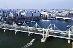 Hungerford Bridge seen from London Eye stock photo Hungerford Bridge seen from London Eye stock photo