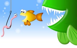 Hungry Fish And The Worm Royalty Free Stock Photo Hungry Fish And The Worm Royalty Free Stock Photo