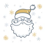 Huvud av Santa Claus bakgrunden av snöflingor i guld- - silversignaler vektor illustrationer Huvud av Santa Claus bakgrunden av snöflingor i guld- - silversignaler vektor illustrationer