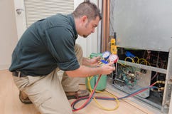 Hvac-Techniker Working Hvac-Techniker Working
