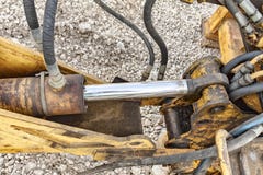 hydraulics tractor yellow. focus on the hydraulic pipes. royalty free stock photography hydraulics tractor yellow. focus on the hydraulic pipes. royalty free stock photography