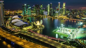 Hyperlapse von Singapur-Stadtskylinen nachts, Birdeyeview stock video Hyperlapse von Singapur-Stadtskylinen nachts, Birdeyeview stock video
