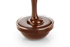 Hällande mörker smältte choklad som isolerades på vit bakgrund royaltyfri fotografi Hällande mörker smältte choklad som isolerades på vit bakgrund royaltyfri fotografi