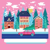 Hälsningkort för glad jul och för vinterferie vektor illustrationer Hälsningkort för glad jul och för vinterferie vektor illustrationer