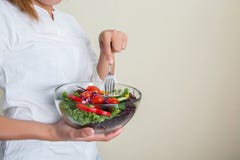 Hände der Schönheit große Schüssel frischen Veggiesalat halten Lizenzfreie Stockfotos Hände der Schönheit große Schüssel frischen Veggiesalat halten Lizenzfreie Stockfotos