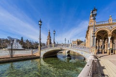 Härlig sikt av plazaen de españa i seville royaltyfri fotografi Härlig sikt av plazaen de españa i seville royaltyfri fotografi