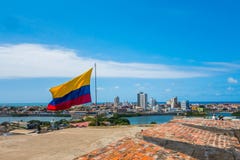 Härlig sikt för hög vinkel av Cartagena, Colombia royaltyfria foton Härlig sikt för hög vinkel av Cartagena, Colombia royaltyfria foton