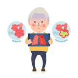 Hög man som har lunginflammation vektor illustrationer Hög man som har lunginflammation vektor illustrationer