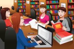 Högskolestudenter som studerar i ett arkiv vektor illustrationer Högskolestudenter som studerar i ett arkiv vektor illustrationer