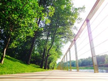 Hölzerner Gehweg im netten grünen Stadtpark lizenzfreie stockbilder Hölzerner Gehweg im netten grünen Stadtpark lizenzfreie stockbilder
