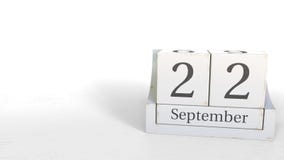 Hölzerner Würfelkalender zeigt am 22. September Datum, Wiedergabe 3D stock abbildung Hölzerner Würfelkalender zeigt am 22. September Datum, Wiedergabe 3D stock abbildung