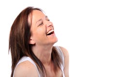 Hübsche Frau in ihrem Vierzigerlachen Stockbilder Hübsche Frau in ihrem Vierzigerlachen Stockbilder