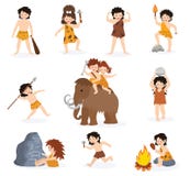 I bambini del cavernicolo vector il carattere primitivo dei bambini ed il bambino preistorico con l'arma lapidata sull'insieme ma illustrazione di stock I bambini del cavernicolo vector il carattere primitivo dei bambini ed il bambino preistorico con l'arma lapidata sull'insieme ma illustrazione di stock