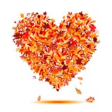 I Love Autumn! Heart Shape From Falling Leaves Royalty Free Stock Image