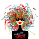 I Love Sale! Fashion Woman With Shopping Concept Stock Photography