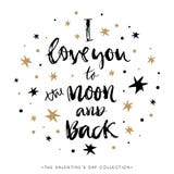 I Love You To The Moon And Back. Valentines Day Calligraphic Card. Stock Photos I Love You To The Moon And Back. Valentines Day Calligraphic Card. Stock Photos