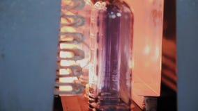 I semilavorati dell'ANIMALE DOMESTICO si muovono sulla linea del forno del riscaldamento nella velocità veloce La plastica imbott archivi video I semilavorati dell'ANIMALE DOMESTICO si muovono sulla linea del forno del riscaldamento nella velocità veloce La plastica imbott archivi video