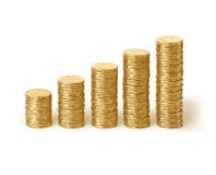 I soldi australiani coniano i dollari delle pile Fotografie Stock I soldi australiani coniano i dollari delle pile Fotografie Stock