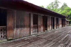 Iban tribe longhouse in Sarawak, Borneo stock photo Iban tribe longhouse in Sarawak, Borneo stock photo