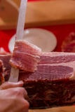 Iberian ham cut with knife royalty free stock image Iberian ham cut with knife royalty free stock image
