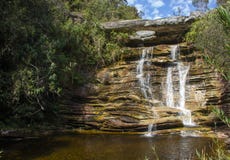Waterfall of the pierced stone stock images Waterfall of the pierced stone stock images