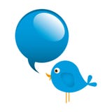 icône animale d'oiseau mignon bleu de bande dessinée avec l'icône de bulle de dialogue illustration stock icône animale d'oiseau mignon bleu de bande dessinée avec l'icône de bulle de dialogue illustration stock