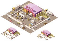 Icône isométrique de bâtiment d'entrepôt de vecteur basse poly illustration de vecteur Icône isométrique de bâtiment d'entrepôt de vecteur basse poly illustration de vecteur