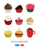 Icône plate de petit gâteau Ensemble de nourriture d'application de vecteur Graphismes de nourriture Affiche avec neuf desserts d illustration libre de droits Icône plate de petit gâteau Ensemble de nourriture d'application de vecteur Graphismes de nourriture Affiche avec neuf desserts d illustration libre de droits