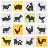 Icônes d'animaux de ferme réglées Signes et symboles illustration stock Icônes d'animaux de ferme réglées Signes et symboles illustration stock