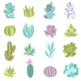 Icônes de cactus réglées illustration stock Icônes de cactus réglées illustration stock