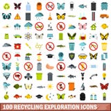 100 icônes de réutilisation d'exploration réglées, style plat illustration libre de droits 100 icônes de réutilisation d'exploration réglées, style plat illustration libre de droits