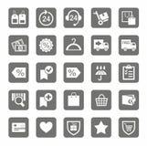 Icônes, magasin en ligne, achats, expédition, paiement, fond gris illustration libre de droits Icônes, magasin en ligne, achats, expédition, paiement, fond gris illustration libre de droits
