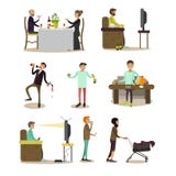 Icônes plates de vecteur d'ensemble de personnes de mauvaises habitudes illustration de vecteur Icônes plates de vecteur d'ensemble de personnes de mauvaises habitudes illustration de vecteur