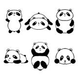 Icônes réglées de panda mignon de bande dessinée illustration libre de droits Icônes réglées de panda mignon de bande dessinée illustration libre de droits