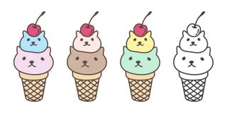 Ice cream vector icon cone cheery cat calico bear character illustration cartoon doodle stock illustration Ice cream vector icon cone cheery cat calico bear character illustration cartoon doodle stock illustration