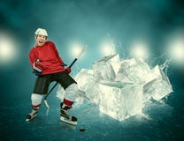 Ice hockey player celebrates the goal scored Stock Photo Ice hockey player celebrates the goal scored Stock Photo