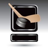 Ice Hockey Puck And Stick In Silver Framed Ad Royalty Free Stock Photo